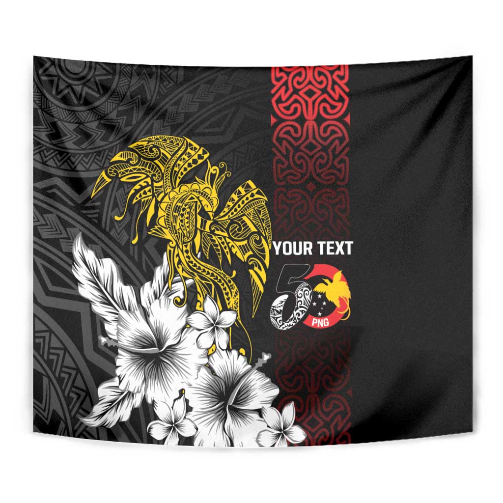 Personalized Papua New Guinea 50th Independence Anniversary Tapestry Oro Tapa Mix Plumeria LT7 - Polynesian Pride