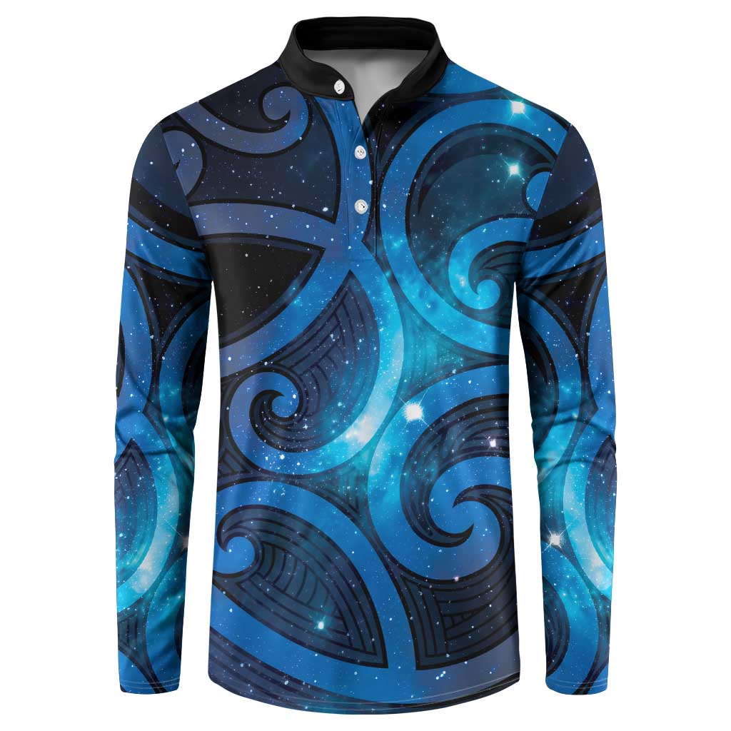 New Zealand Maori Matariki Button Sweatshirt Galaxy Kowhaiwhai LT7 Galaxy - Polynesian Pride