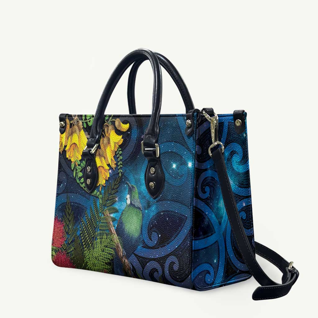 Tui Bird New Zealand Starry Sky Leather Bag Maori Koru LT7 Galaxy - Polynesian Pride
