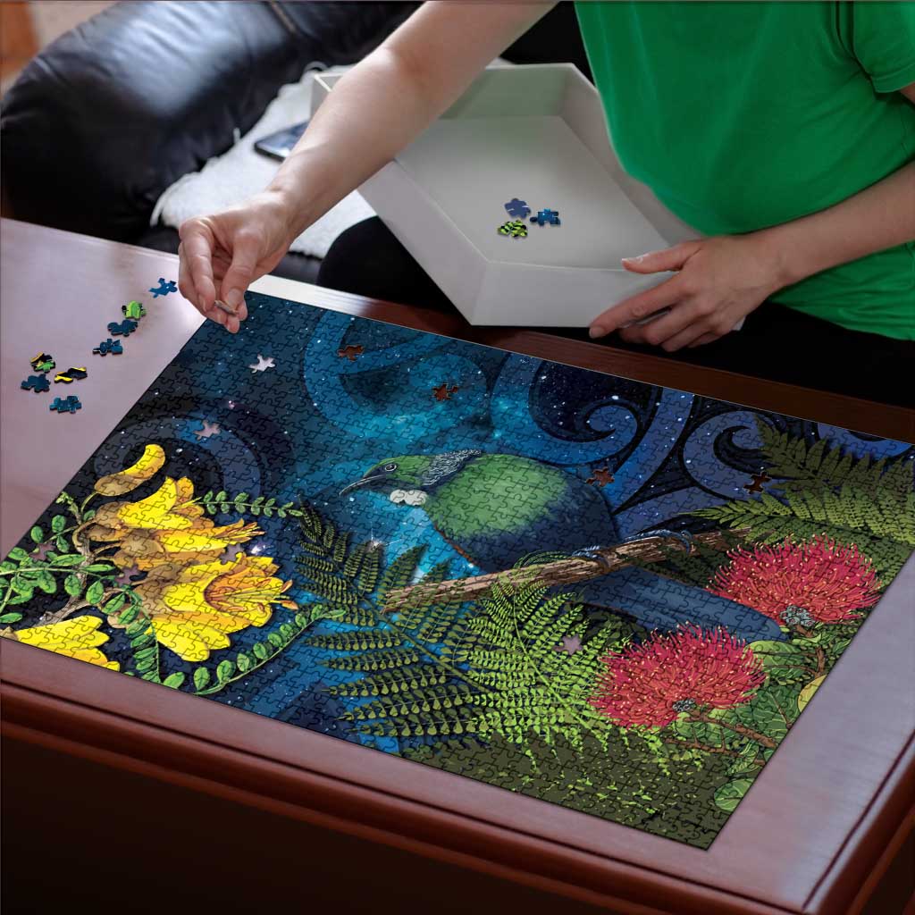Tui Bird New Zealand Starry Sky Puzzle Maori Koru LT7 - Polynesian Pride