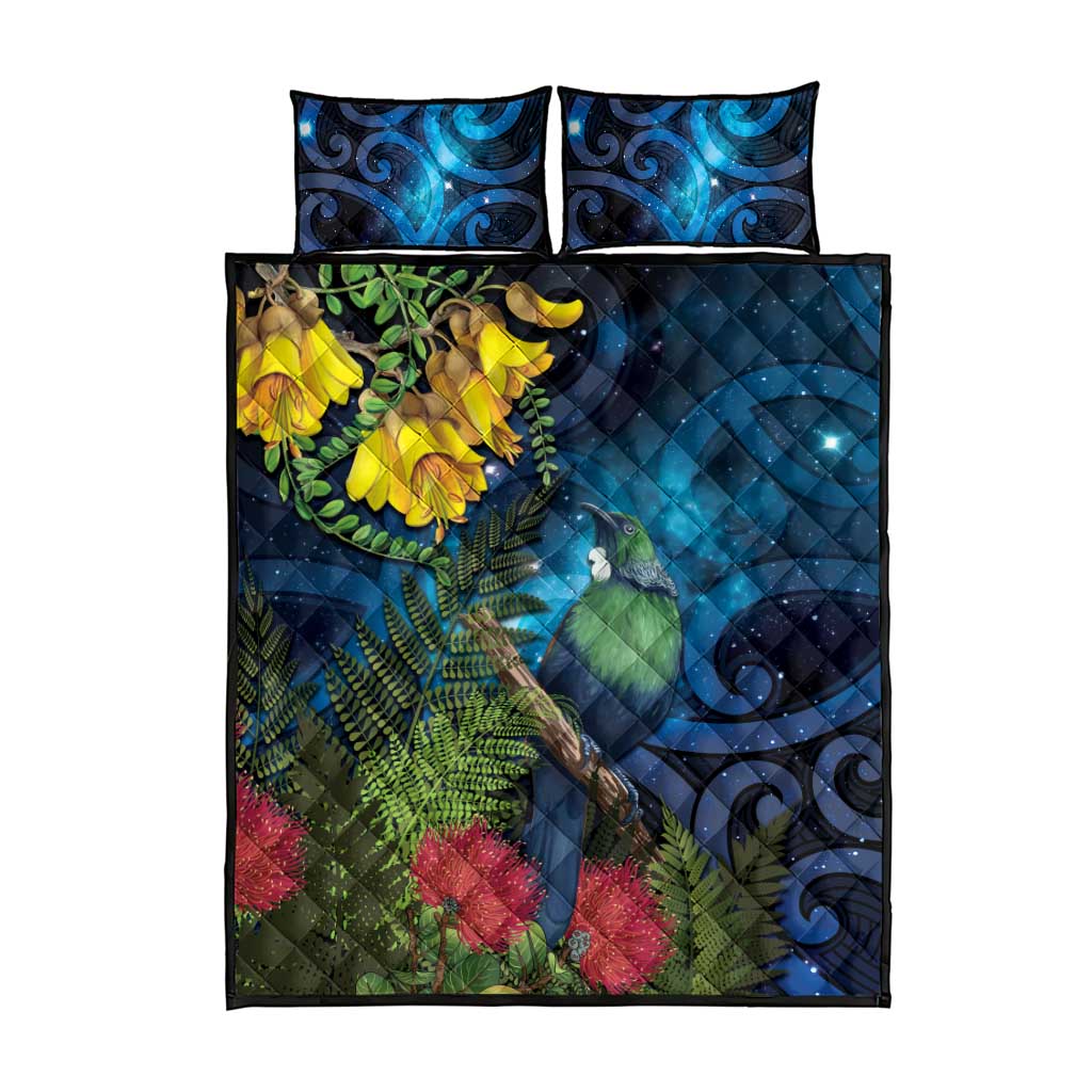 Tui Bird New Zealand Starry Sky Quilt Bed Set Maori Koru LT7 - Polynesian Pride