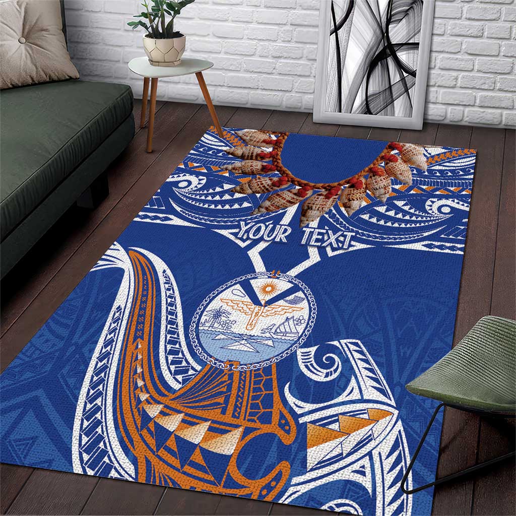 Yokwe Marshall Islands Personalized Area Rug Jemenei Day - Seashell Necklace LT7 Blue - Polynesian Pride