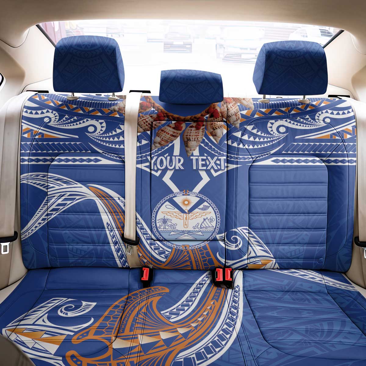 Yokwe Marshall Islands Personalized Back Car Seat Cover Jemenei Day - Seashell Necklace LT7 - Polynesian Pride