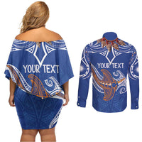 Yokwe Marshall Islands Personalized Couples Matching Off Shoulder Short Dress and Long Sleeve Button Shirt Jemenei Day - Seashell Necklace LT7 - Polynesian Pride