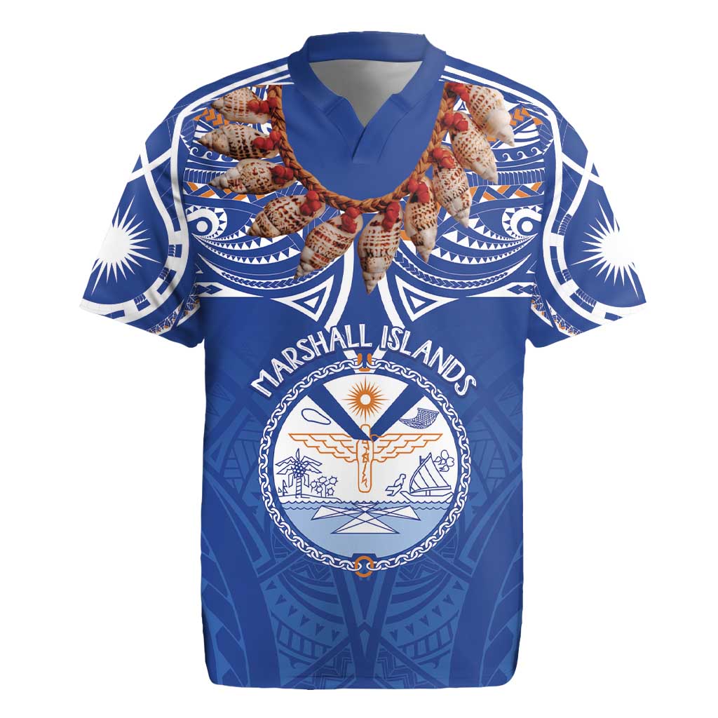 Yokwe Marshall Islands Personalized Rugby Jersey Jemenei Day - Seashell Necklace LT7 Blue - Polynesian Pride