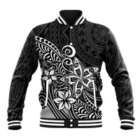 Polynesia Baseball Jacket Plumeria Black Curves LT7 Unisex Black - Polynesian Pride