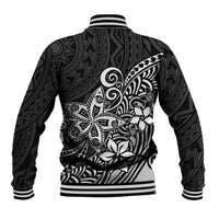 Polynesia Baseball Jacket Plumeria Black Curves LT7 - Polynesian Pride