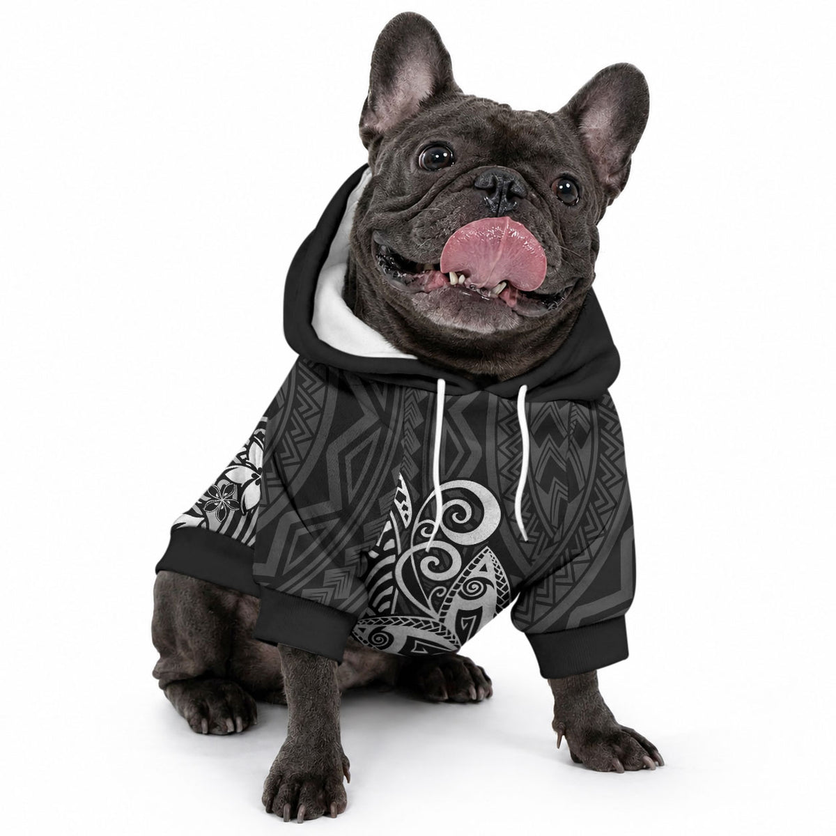 Polynesia Pet Hoodie Plumeria Black Curves