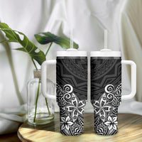 Hawaii Tumbler With Handle Plumeria Black Curves LT7 - Polynesian Pride
