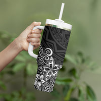 Hawaii Tumbler With Handle Plumeria Black Curves LT7 - Polynesian Pride