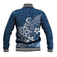Polynesia Baseball Jacket Plumeria Blue Curves LT7 - Polynesian Pride