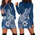 Polynesia Hoodie Dress Plumeria Blue Curves LT7 - Polynesian Pride