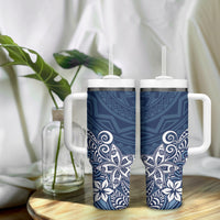 Hawaii Tumbler With Handle Plumeria Navy Curves LT7 - Polynesian Pride