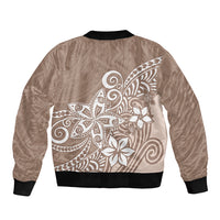 Polynesia Bomber Jacket Plumeria Beige Curves LT7 - Polynesian Pride