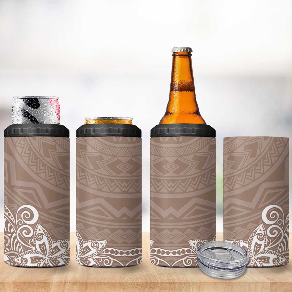 Hawaii 4 in 1 Can Cooler Tumbler Plumeria Beige Curves LT7 - Polynesian Pride