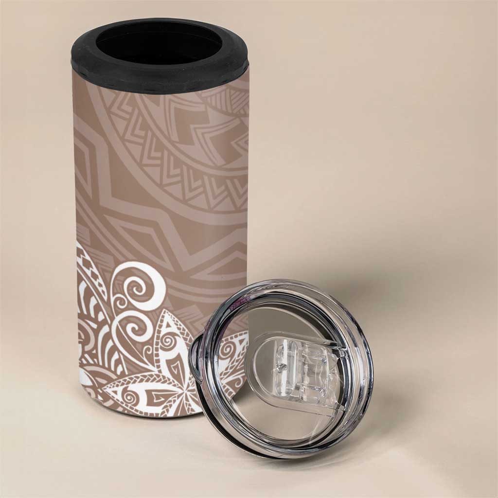 Hawaii 4 in 1 Can Cooler Tumbler Plumeria Beige Curves LT7 - Polynesian Pride