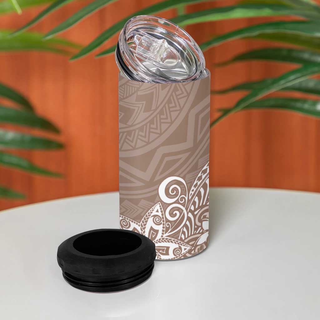 Hawaii 4 in 1 Can Cooler Tumbler Plumeria Beige Curves LT7 - Polynesian Pride