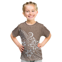 Polynesia Kid T Shirt Plumeria Beige Curves LT7 Beige - Polynesian Pride
