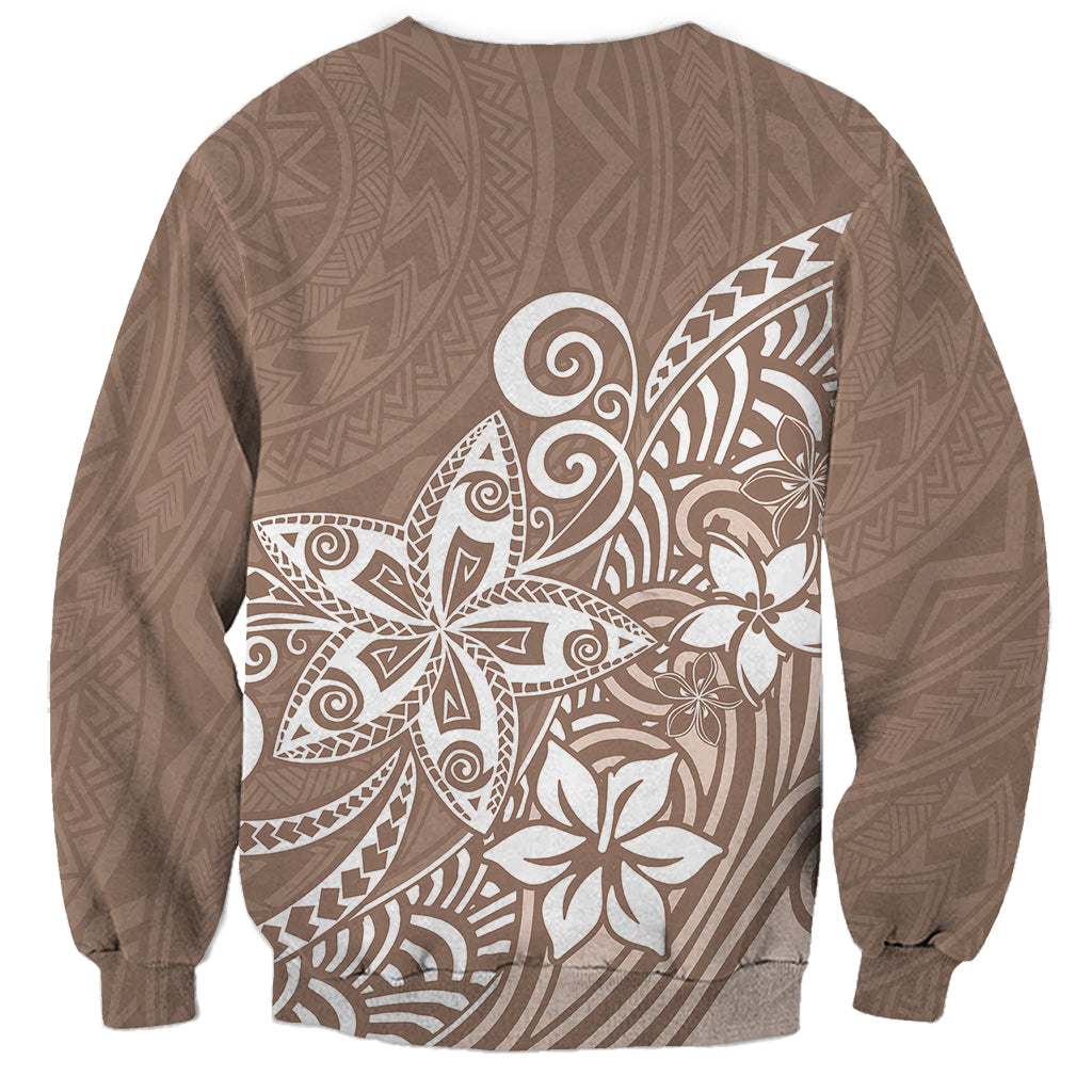 Polynesia Sweatshirt Plumeria Beige Curves LT7 - Polynesian Pride