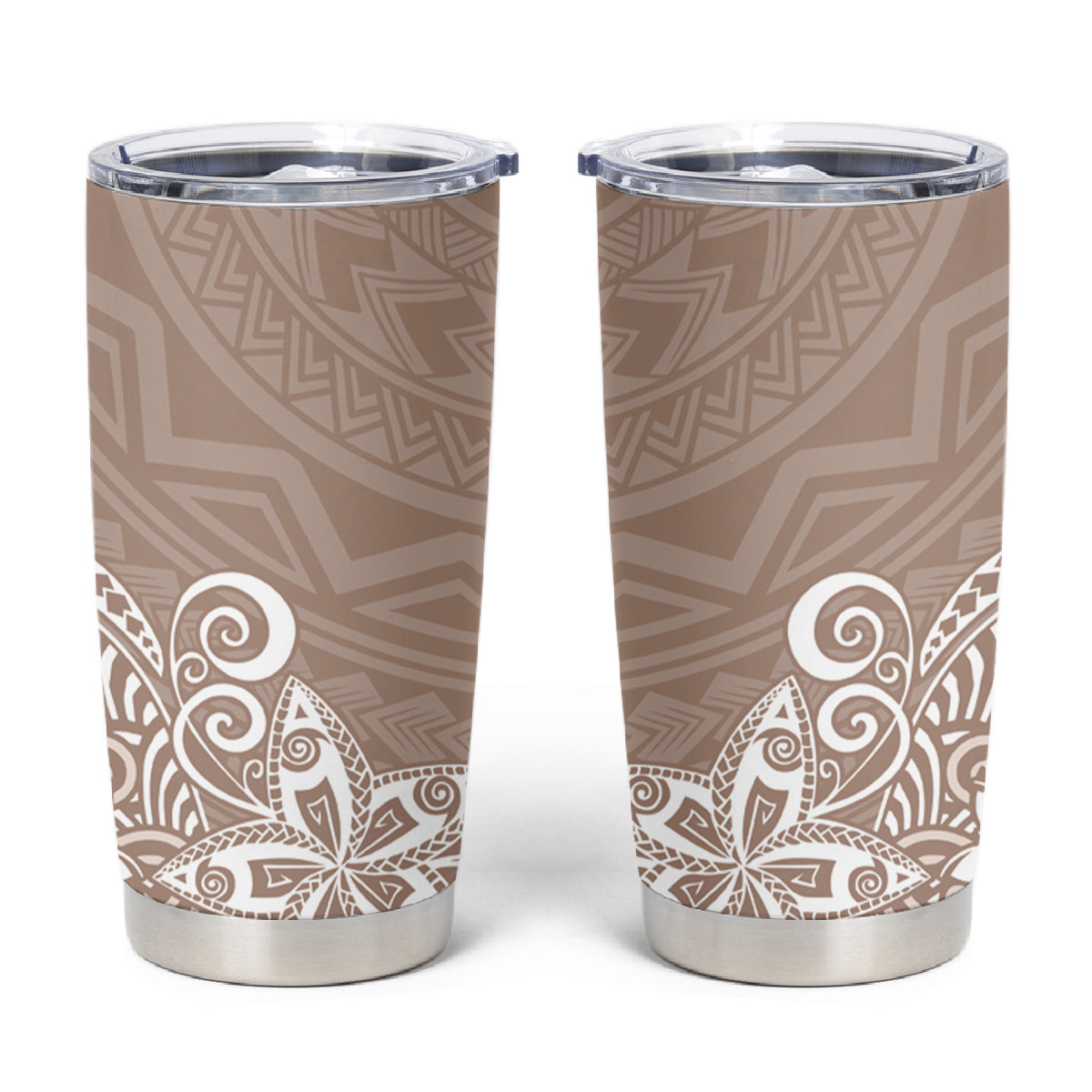Hawaii Tumbler Cup Plumeria Beige Curves LT7 Beige - Polynesian Pride
