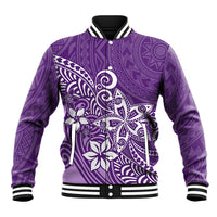 Polynesia Baseball Jacket Plumeria Purple Curves LT7 Unisex Purple - Polynesian Pride
