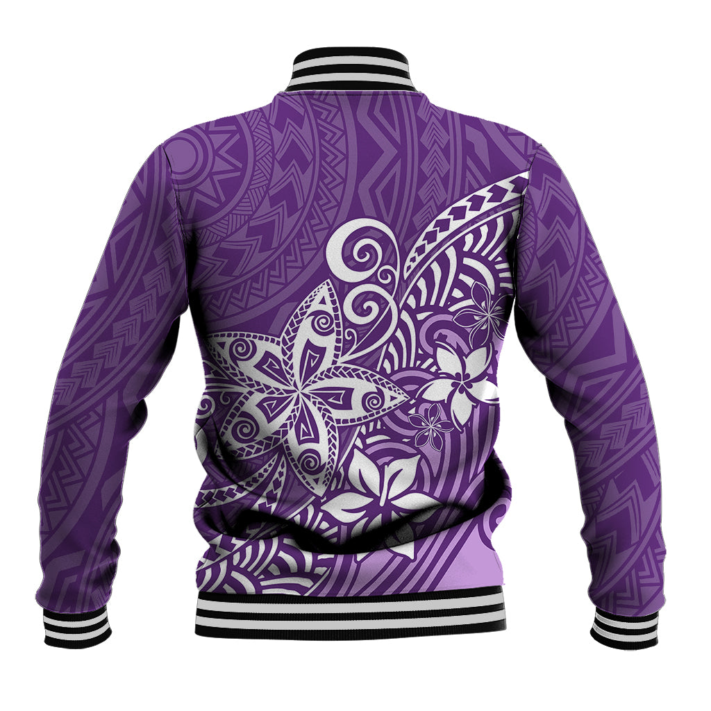 Polynesia Baseball Jacket Plumeria Purple Curves LT7 - Polynesian Pride