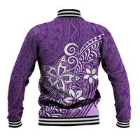 Polynesia Baseball Jacket Plumeria Purple Curves LT7 - Polynesian Pride