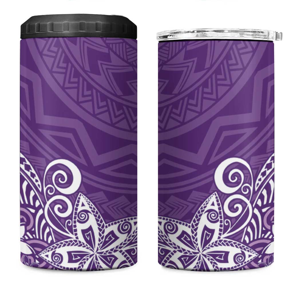 Hawaii 4 in 1 Can Cooler Tumbler Plumeria Purple Curves LT7 One Size: 16 oz Purple - Polynesian Pride