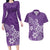 Polynesia Couples Matching Long Sleeve Bodycon Dress and Hawaiian Shirt Plumeria Purple Curves LT7 Purple - Polynesian Pride