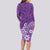 Polynesia Long Sleeve Bodycon Dress Plumeria Purple Curves LT7 - Polynesian Pride