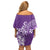 Polynesia Off Shoulder Short Dress Plumeria Purple Curves LT7 - Polynesian Pride