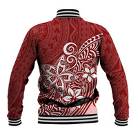 Polynesia Baseball Jacket Plumeria Red Curves LT7 - Polynesian Pride