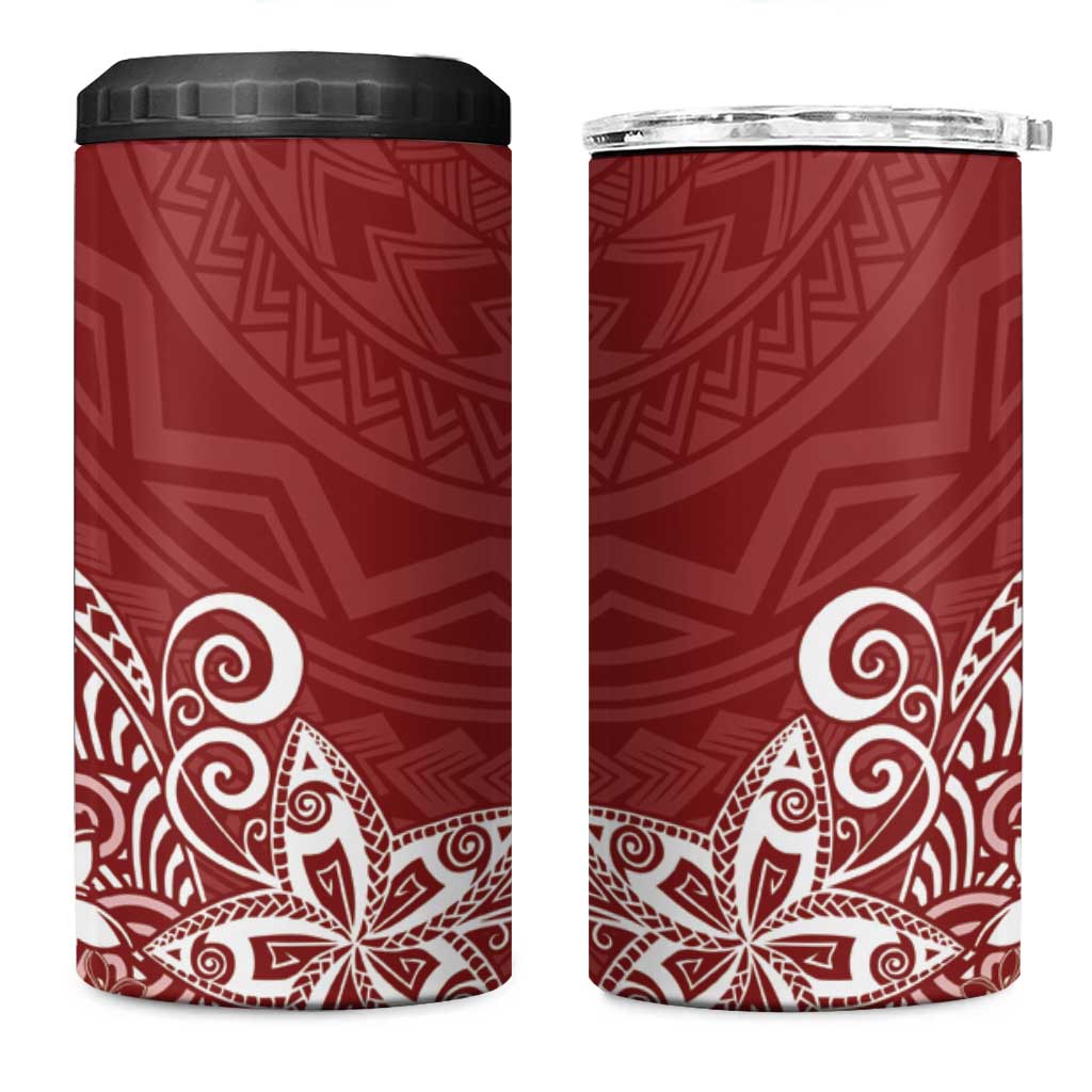 Hawaii 4 in 1 Can Cooler Tumbler Plumeria Red Curves LT7 One Size: 16 oz Red - Polynesian Pride