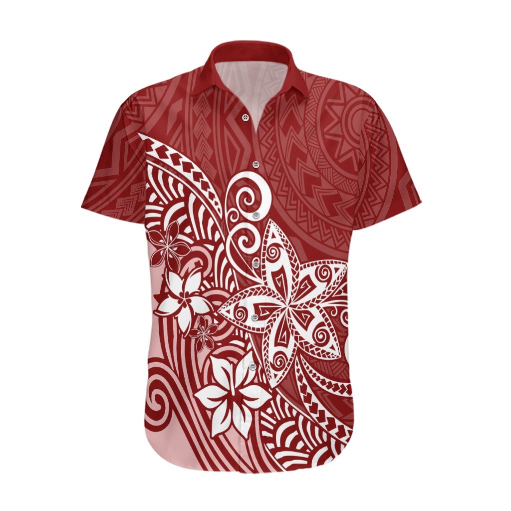 Polynesia Hawaiian Shirt Plumeria Red Curves LT7 Red - Polynesian Pride