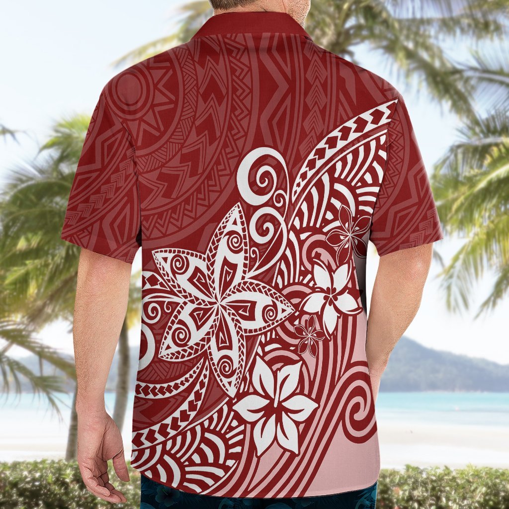 Polynesia Hawaiian Shirt Plumeria Red Curves LT7 - Polynesian Pride