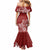 Polynesia Mermaid Dress Plumeria Red Curves LT7 - Polynesian Pride