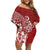 Polynesia Off Shoulder Short Dress Plumeria Red Curves LT7 Women Red - Polynesian Pride