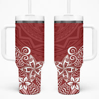 Hawaii Tumbler With Handle Plumeria Red Curves LT7 One Size: 40 oz Red - Polynesian Pride
