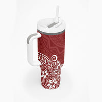 Hawaii Tumbler With Handle Plumeria Red Curves LT7 - Polynesian Pride