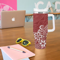 Hawaii Tumbler With Handle Plumeria Red Curves LT7 - Polynesian Pride