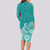 Polynesia Long Sleeve Bodycon Dress Plumeria Teal Curves LT7 - Polynesian Pride