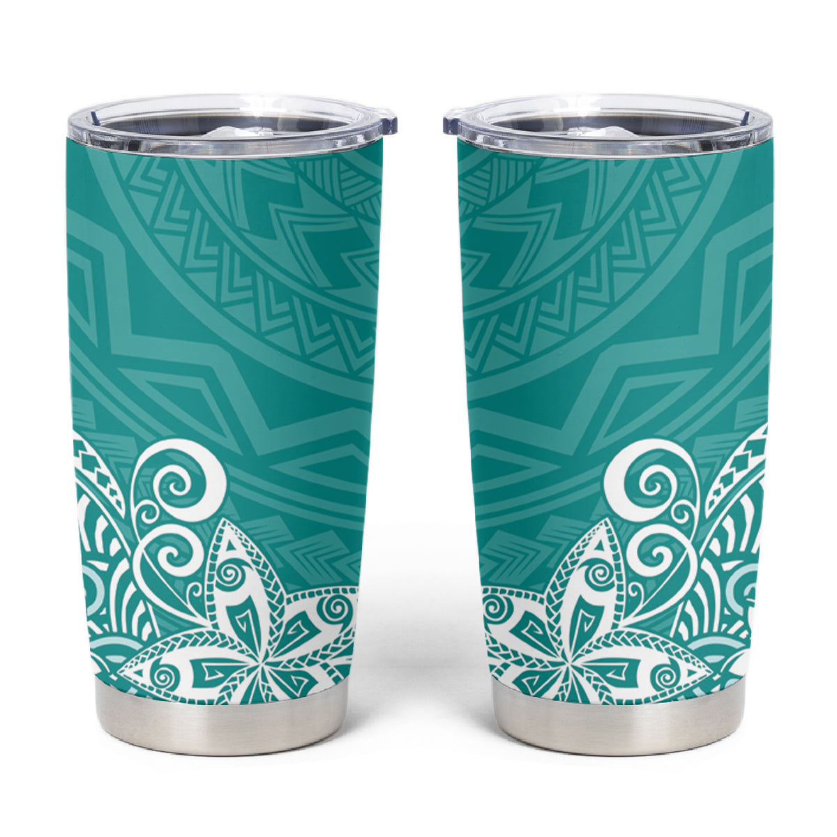 Hawaii Tumbler Cup Plumeria Teal Curves LT7 Teal - Polynesian Pride