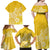 Hawaii Family Matching Outfits Polynesia Off Shoulder Maxi Dress And Shirt Family Set Clothes Plumeria Yellow Curves LT7