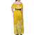 Hawaii Family Matching Outfits Polynesia Off Shoulder Maxi Dress And Shirt Family Set Clothes Plumeria Yellow Curves LT7