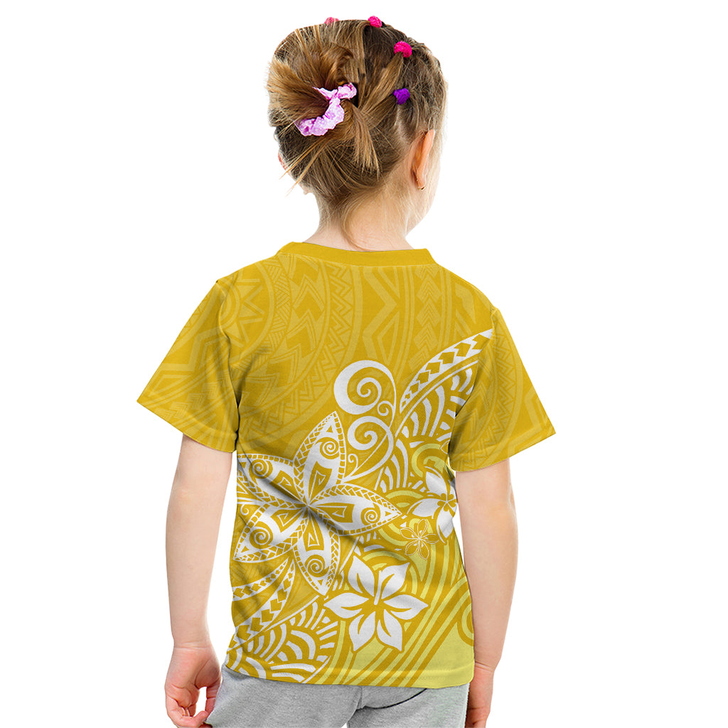 Polynesia Kid T Shirt Plumeria Yellow Curves LT7 - Polynesian Pride