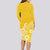 Polynesia Long Sleeve Bodycon Dress Plumeria Yellow Curves LT7 - Polynesian Pride