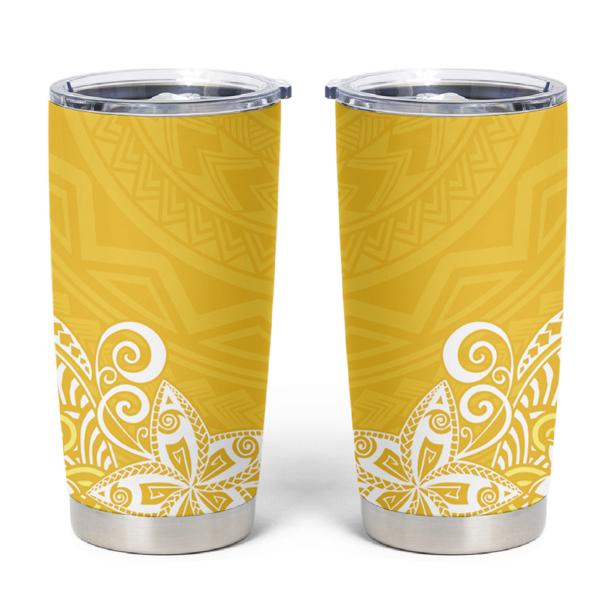 Hawaii Tumbler Cup Plumeria Yellow Curves LT7 Yellow - Polynesian Pride