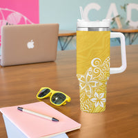 Hawaii Tumbler With Handle Plumeria Yellow Curves LT7 - Polynesian Pride