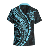 Polynesian Pride Hawaiian Shirt Turtle Hibiscus Luxury Style - Aquamarine LT7 - Polynesian Pride