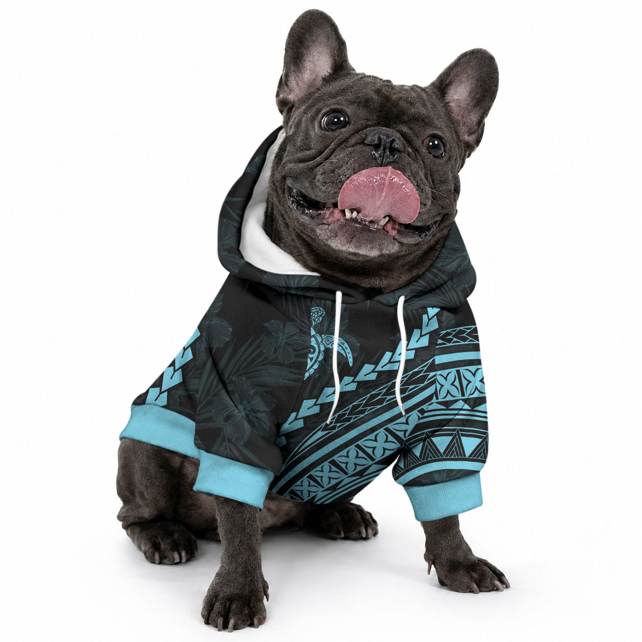Polynesian Pride Pet Hoodie Turtle Hibiscus Luxury Style - Aquamarine LT7 - Polynesian Pride